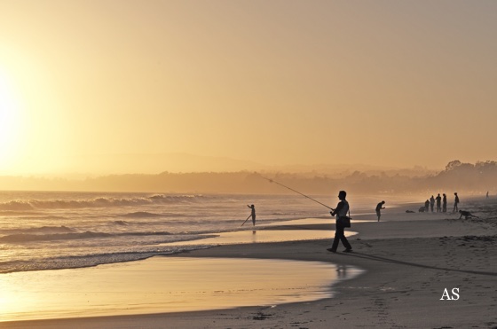 SurfFishing at Sunset in California