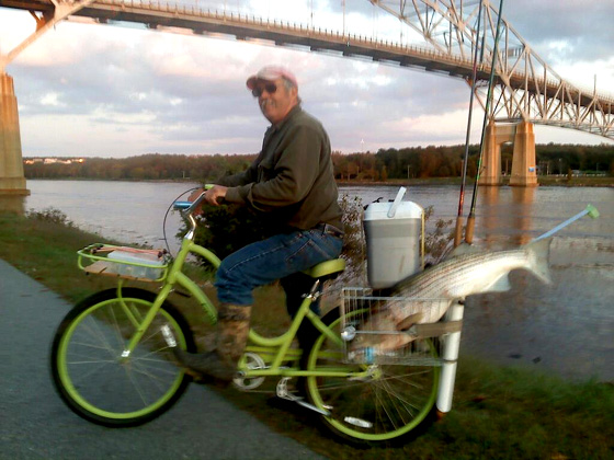 Pete Beard and his striped bass 