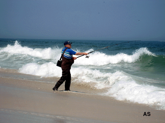 Surf Fisherman Throwing Lures 